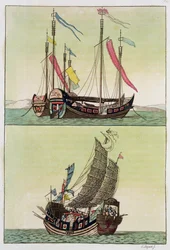 Dos tipos de juncos chinos, ilustración de 